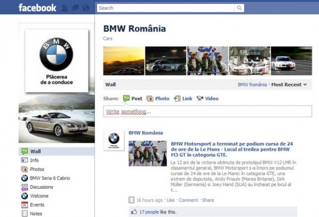 BMW, cel mai bun brand în comunicarea pe Facebook