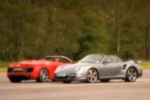 VIDEO: Porsche 911 Turbo Cabrio vs Audi R8 Spyder
