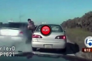 VIDEO: Un politist a fost acrosat de o masina in timpul unui control de rutina